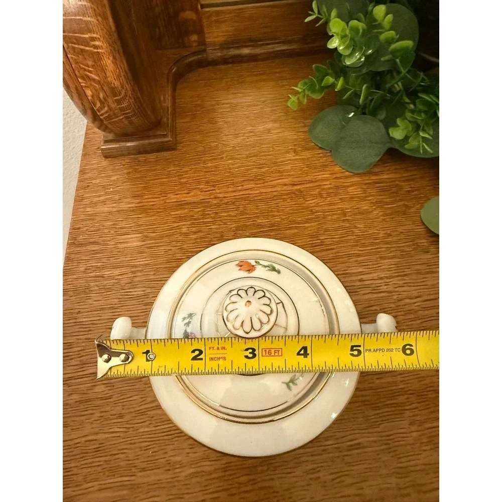 Pirkenhammer PIR4 Creamer Sugar Bowl Lid Floral Gold Czechoslovakia China